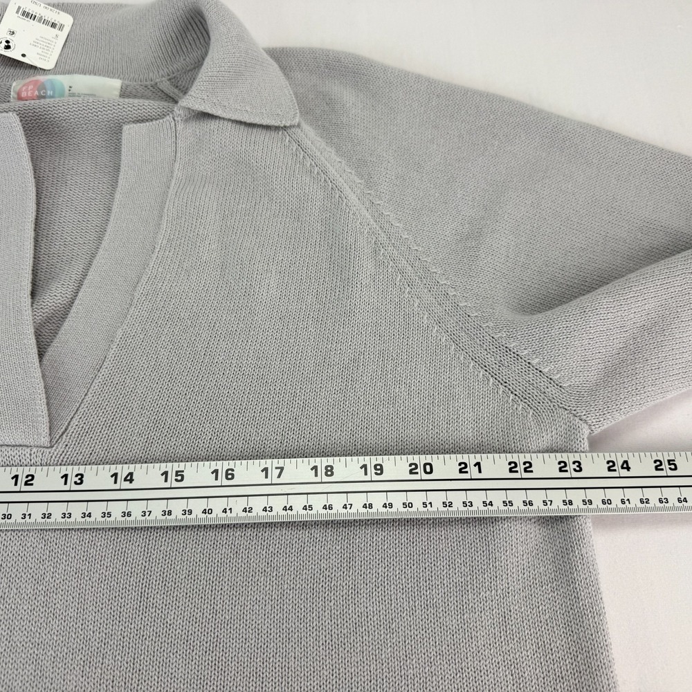 FP Beach Free People NWT Drea Sweater Sz S Oversized Collared Quiet Grey Cotton - Picture 14 of 16